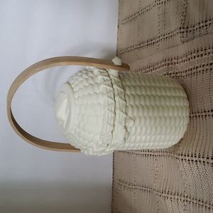 Partylite Retired Nantucket Ceramic Bisque Handled Container